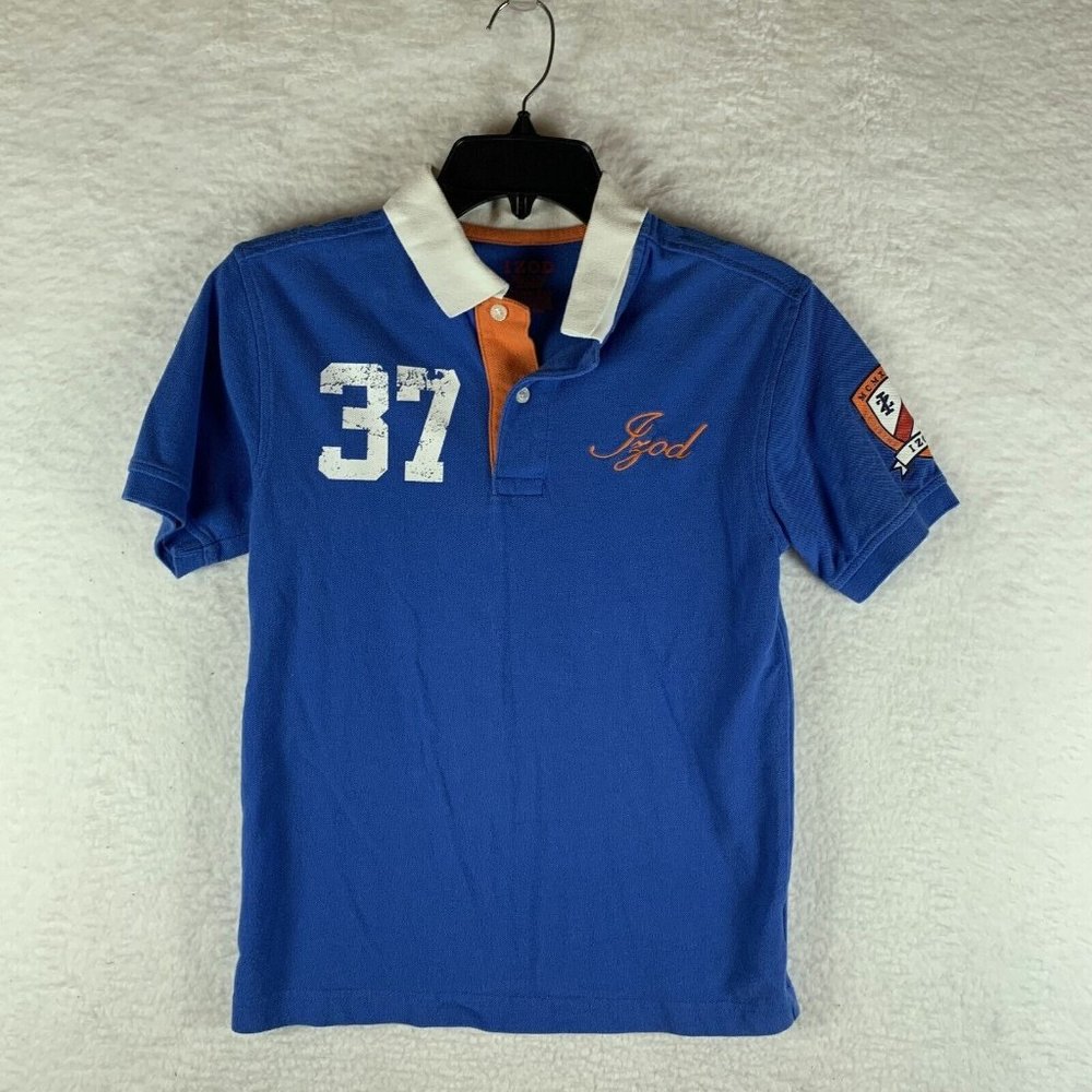 IZOD Classic American Polo Shirt Boys Size Medium‎ Blue Cotton Regular-Fit 6517